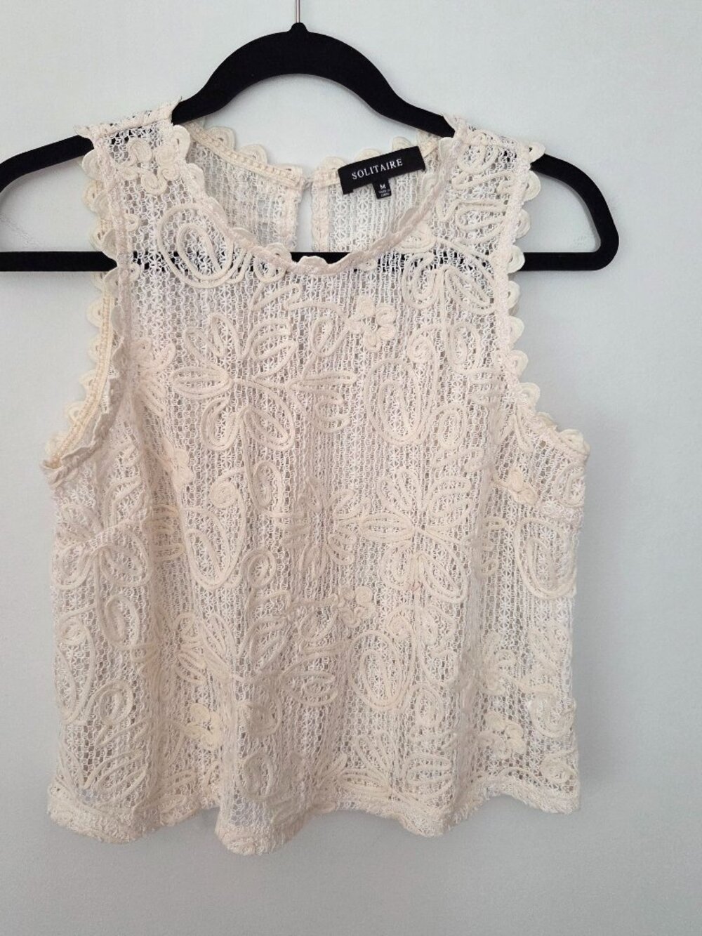 Cream Lace Crochet Top Size M
